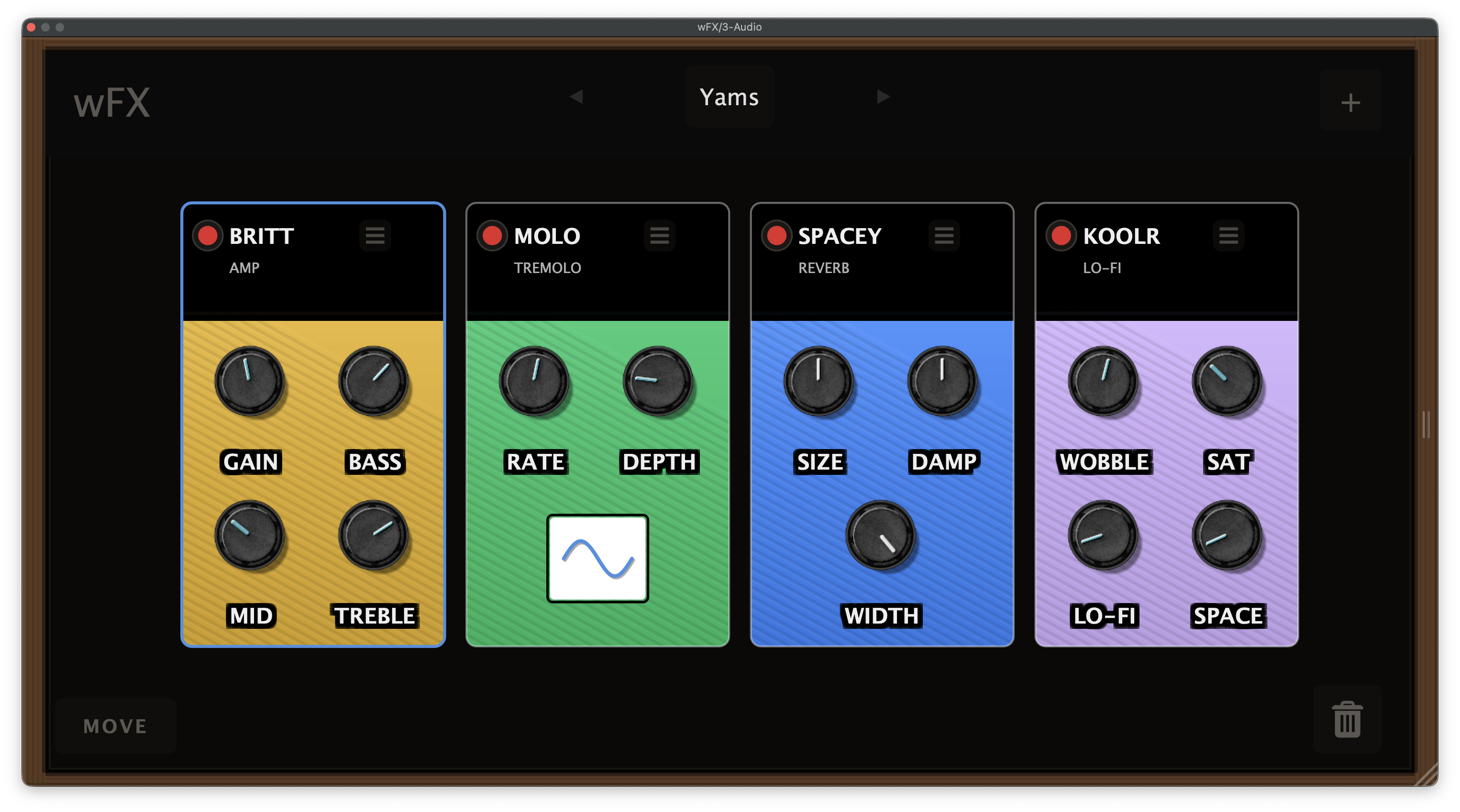 wFX window sized for four modules
